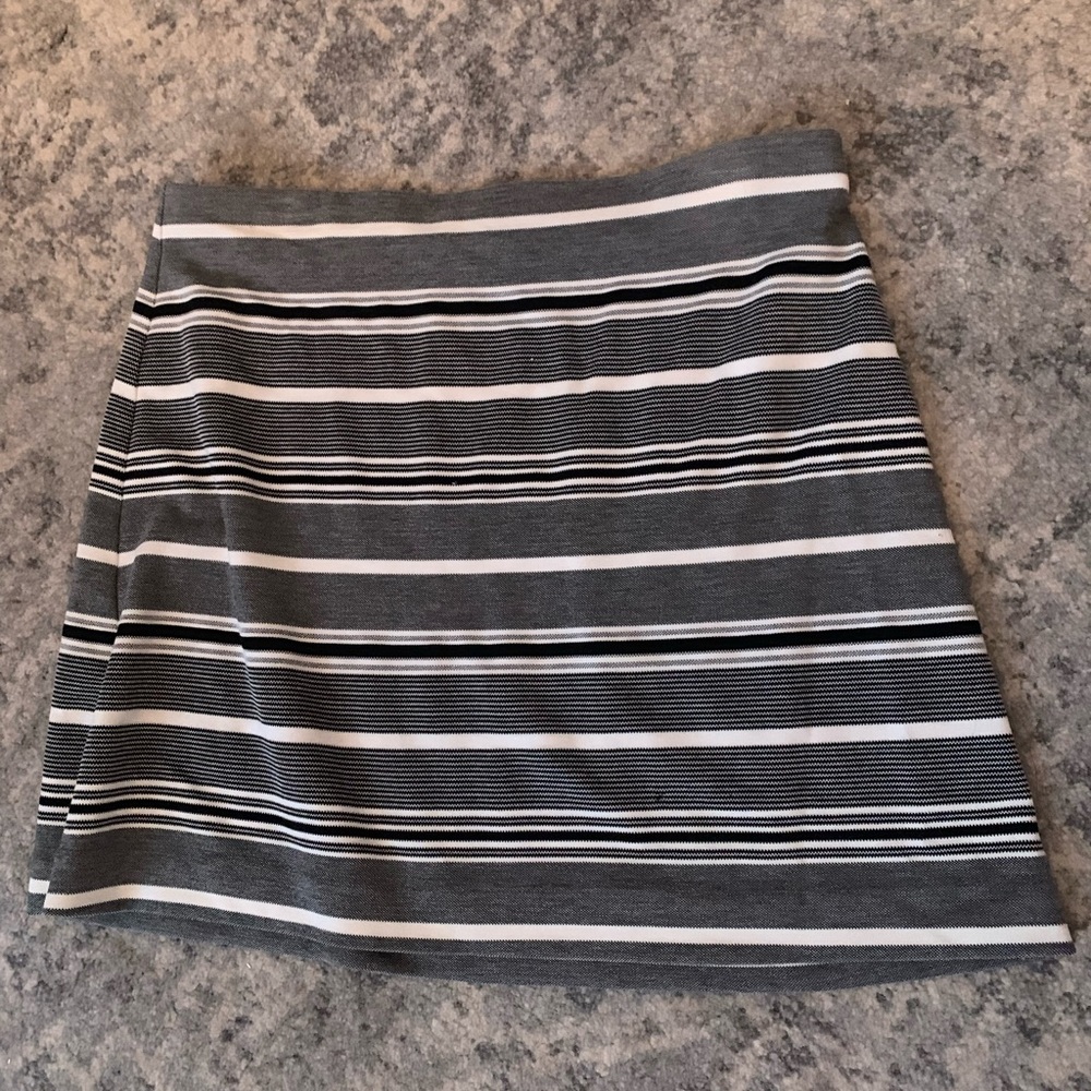 Gray and White Striped Express Skirt